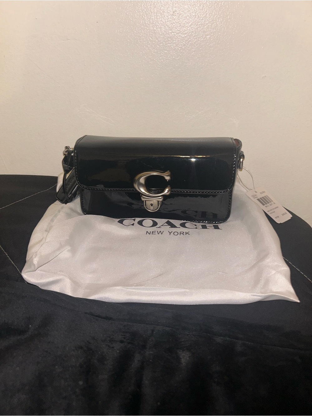 Coach 20 Baguette Patent Leather Black Handbag NWT